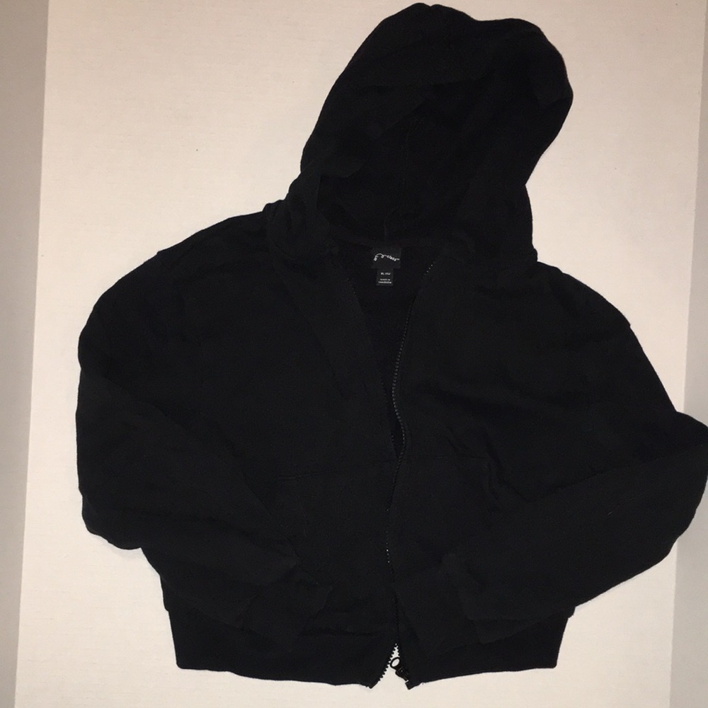 Black Zip-Up Hooded Sweatshirt